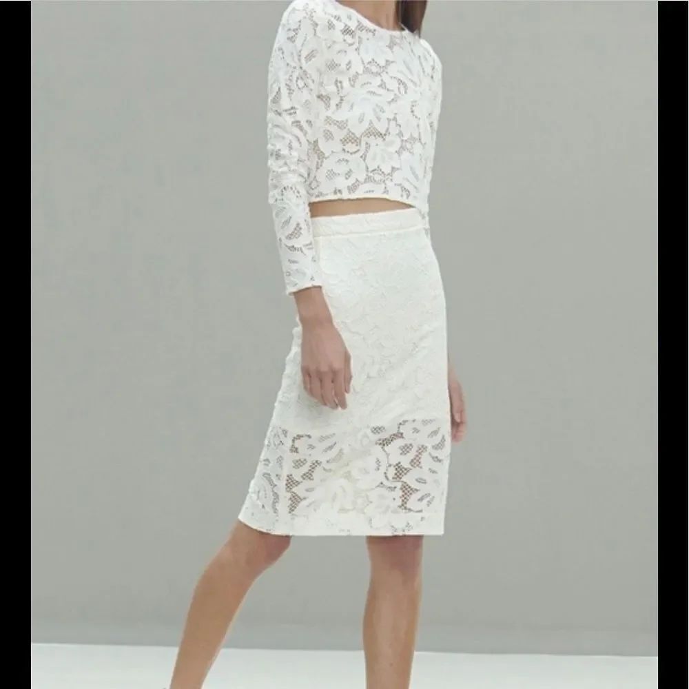 NEW Alexis Camilla Ivory White Crop Top Cesar Pencil Skirt Set S